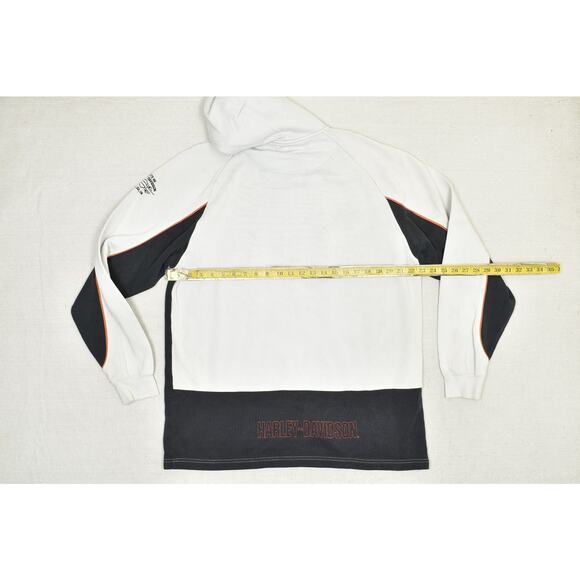 Vintage Harley-Davidson Men's White Hoodie Sweatshirt Regular Size L Stained - Picture 5 of 8